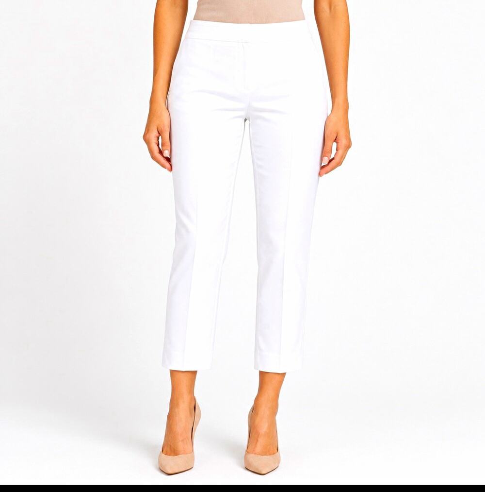 Ann Taylor Audrey Crop Pants Women’s 14 White High Rise Slim Straight NWT